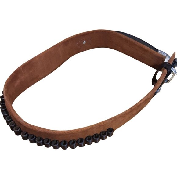 Kirkpatrick Marshal Cross Draw Ammo Leather Belt 357 CAL USA Size 36 Silver Tone - Picture 8 of 16